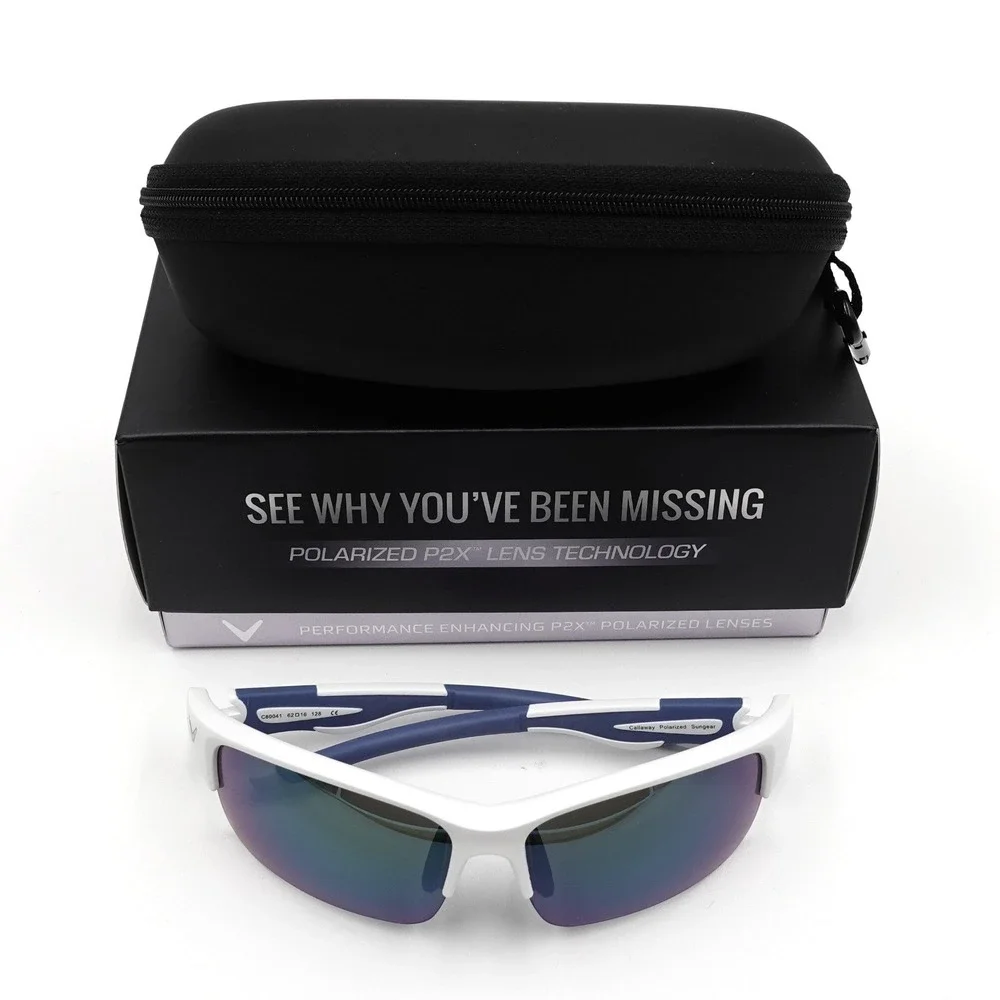 Callaway Vulcan Sunglasses Mens OS White Navy Brand New Polarized P2X C80041